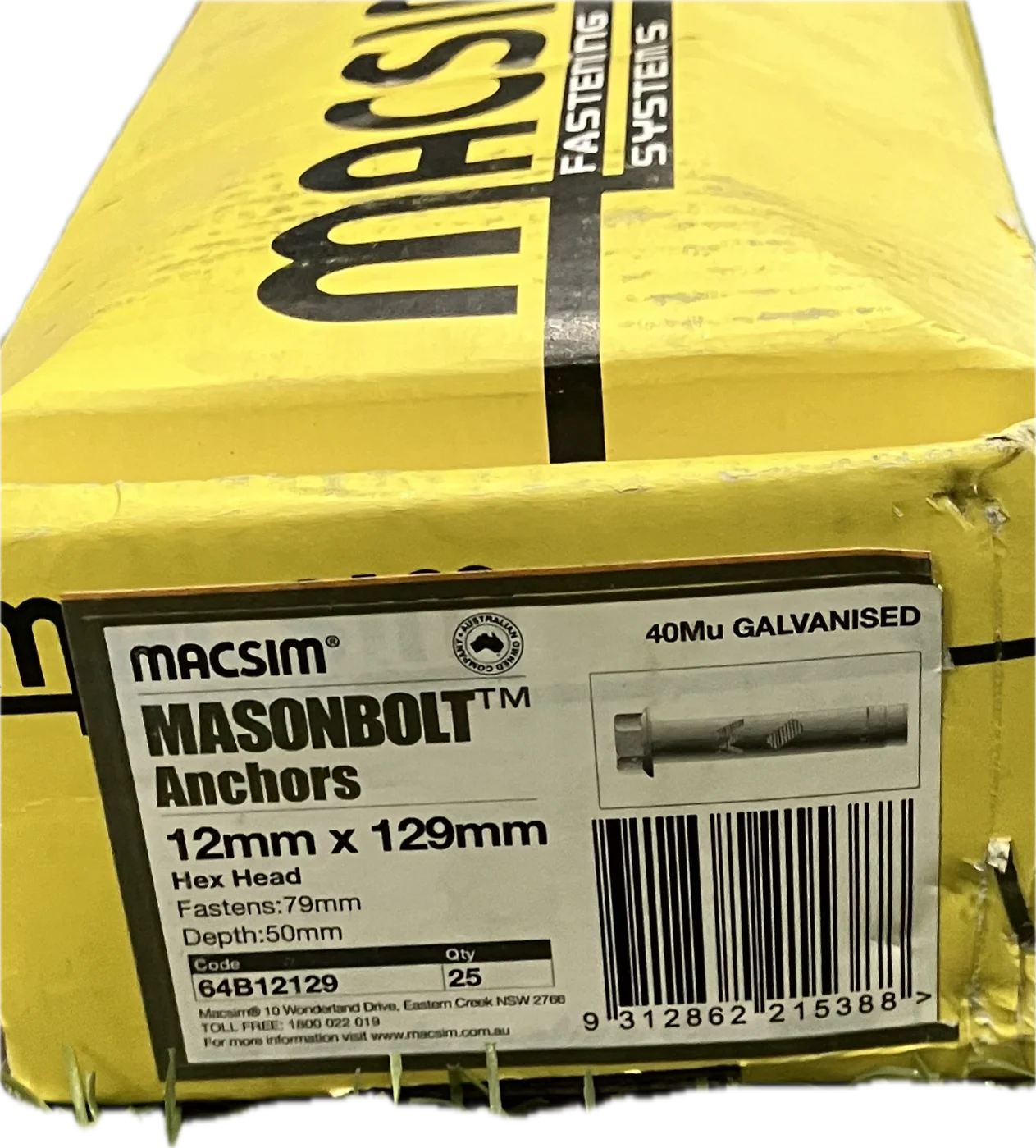 MACSIM GALVANISED MASONBOLT- 10MM - Image 8