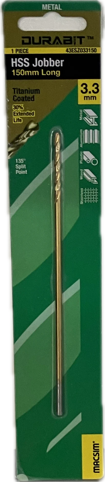 MACSIM DURABIT HSS JOBBER DRILL BIT- 150MM (HANG PACK OF 1) - Image 3