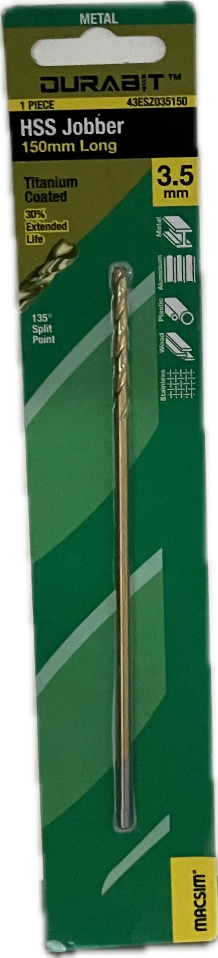 MACSIM DURABIT HSS JOBBER DRILL BIT- 150MM (HANG PACK OF 1) - Image 4